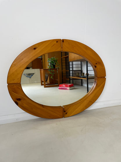 VINTAGE PINE OVAL WALL MIRROR - 90cm