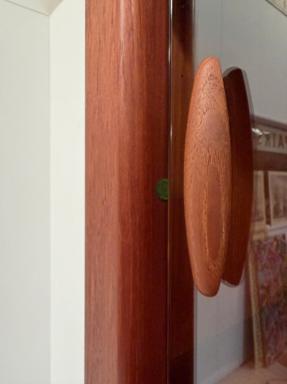 DYRLUND TEAK ROOM DIVIDER WITH GLASS BOOKCASE