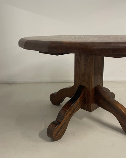 BRUTALIST 1970s BELGIUM OAK DINING TABLE & 4 CHAIRS