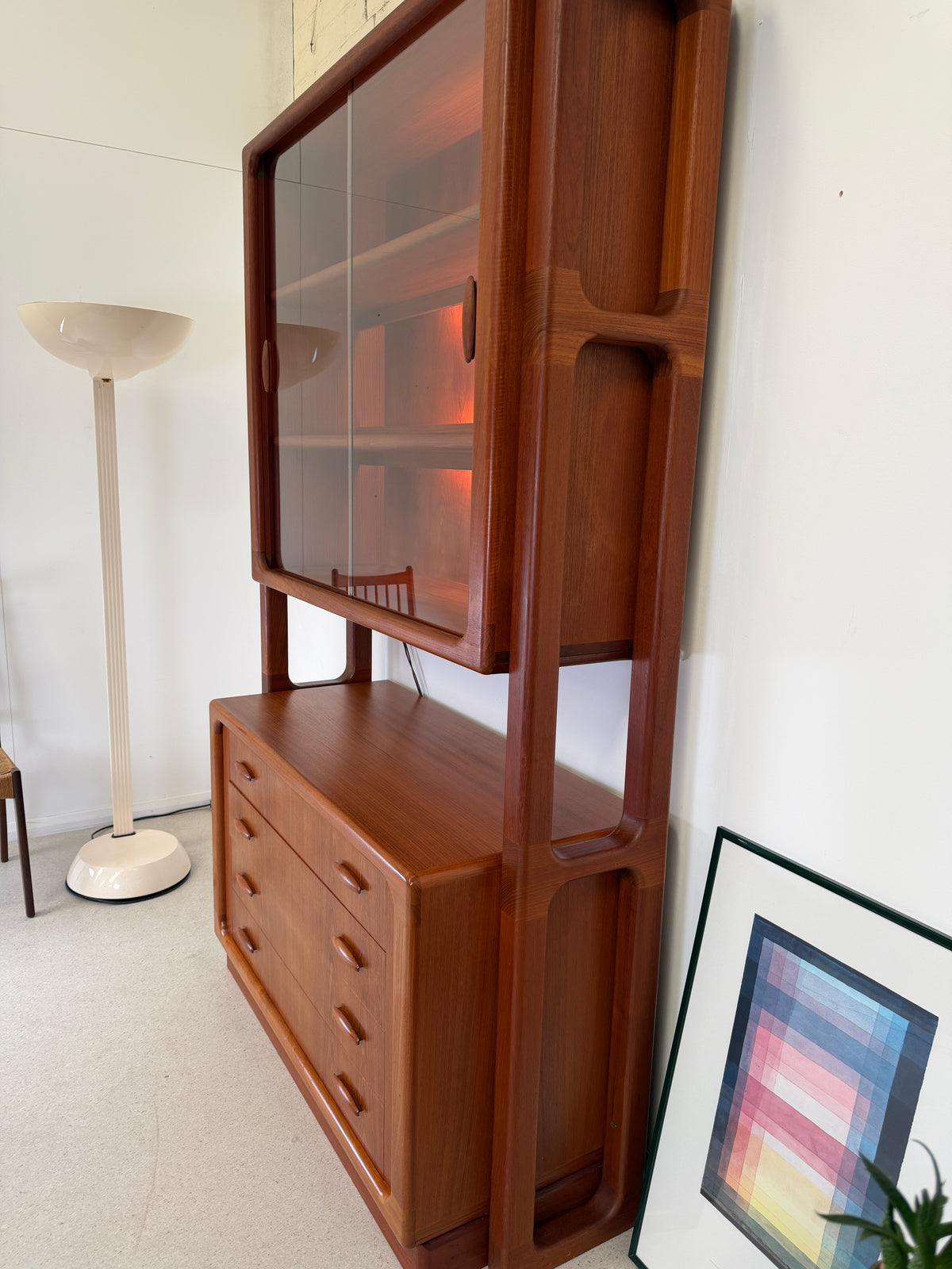 DYRLUND TEAK ROOM DIVIDER WITH GLASS BOOKCASE