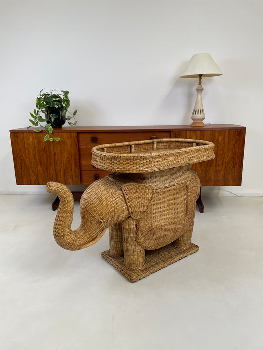 VINTAGE BAMBOO ELEPHANT SIDE TABLE