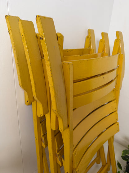 BAUHAUS FOLDING GARDEN CHAIRS IN YELLOW - SET OF 4