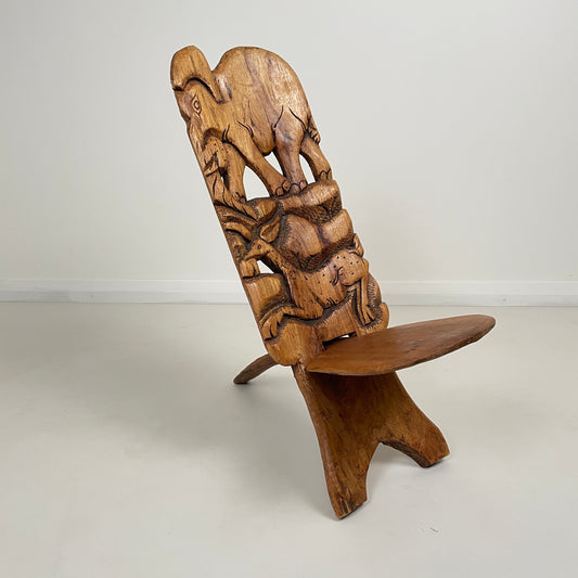 DECORATIVE AFRICAN CARVED TRIBAL BIRTHING STOOL