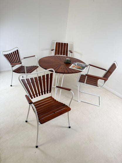 DANISH DANELINE TEAK GARDEN TABLE & 4 CHAIRS