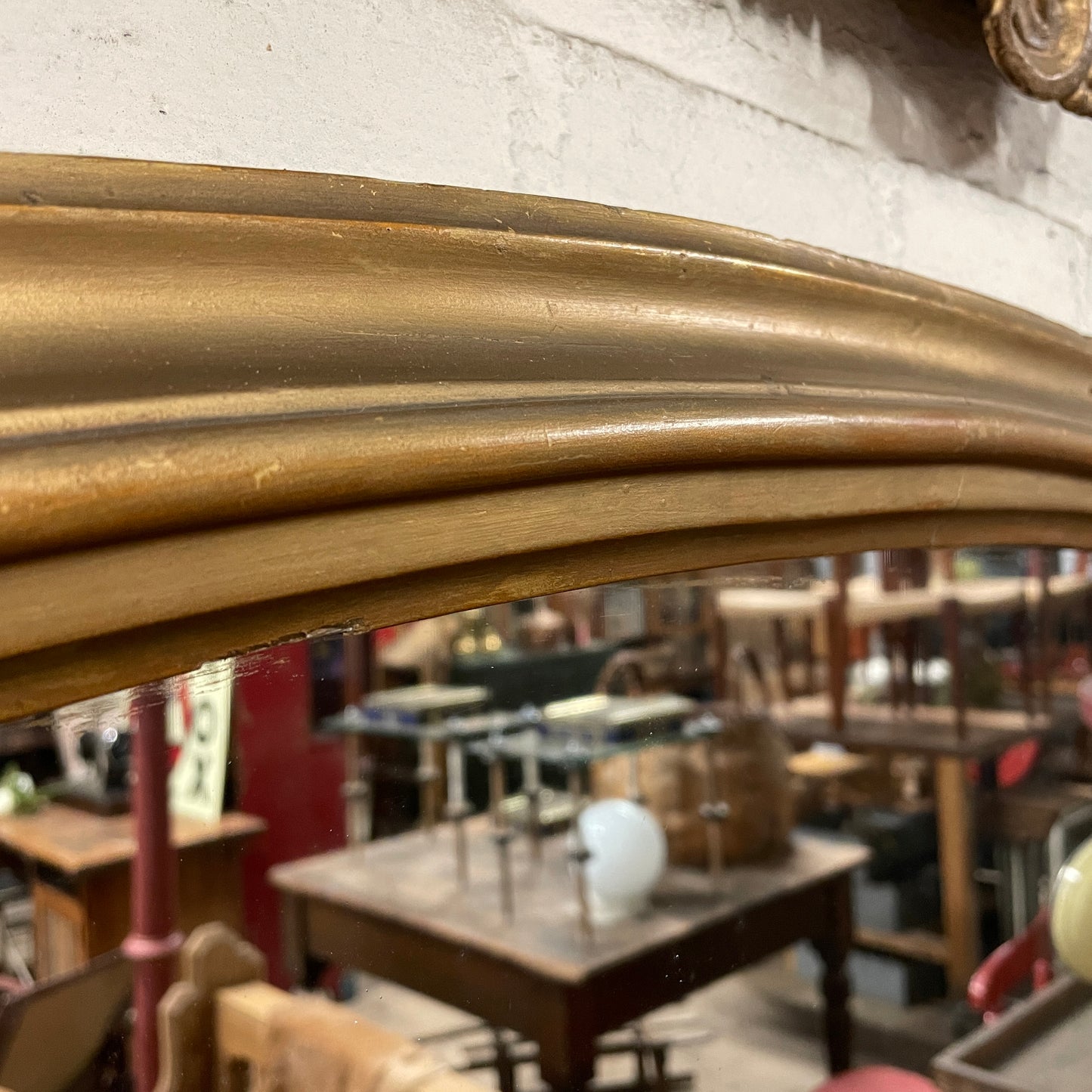 SMALL VICTORIAN GOLD ANTIQUE OVER MANTLE MIRROR