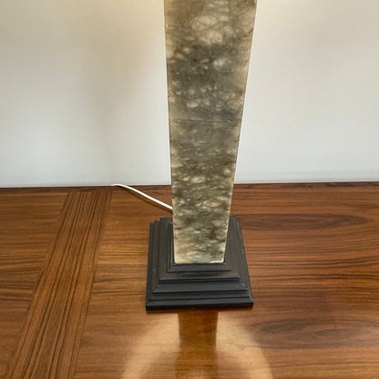 A PAIR OF MARBLE COLUMN TABLE LAMPS