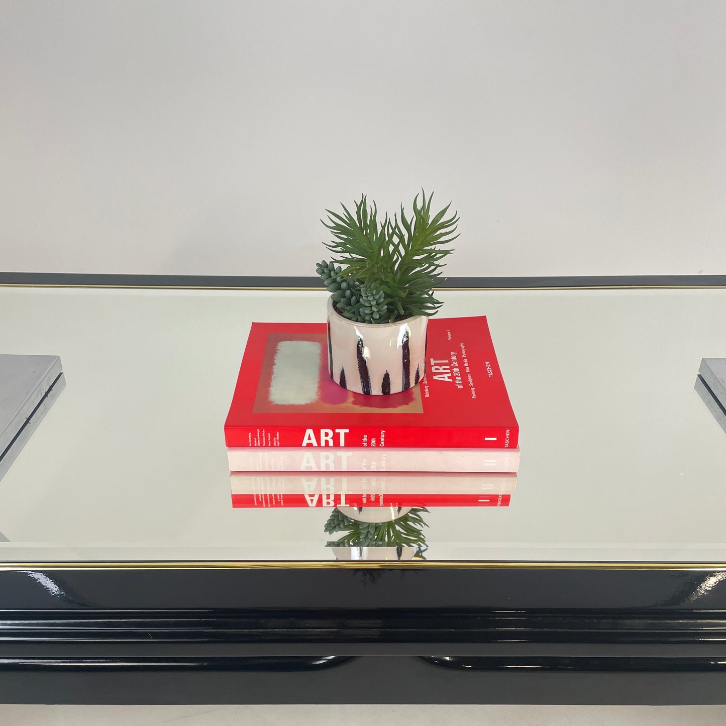 1980s MIRRORED BLACK LAQUERED COFFEE TABLE