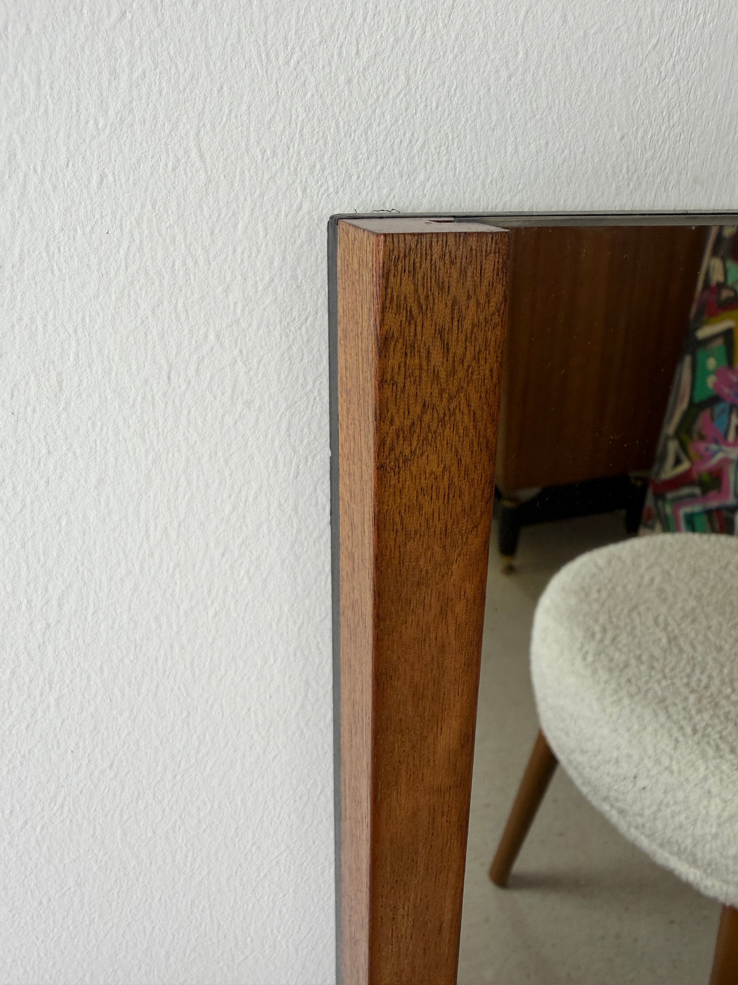 PAIR OF VINTAGE OBLONG TEAK WALL MIRRORS WITH SHELF