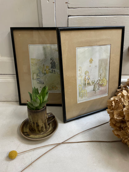 VINTAGE CHRISTOPHER ROBIN WINNIE THE POOH FRAMED PRINTS x 2