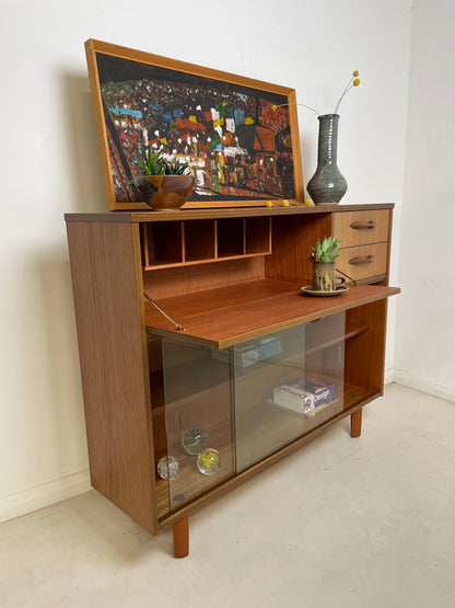 AVALON GLAZED TEAK BOOKCASE / SIDEBOARD