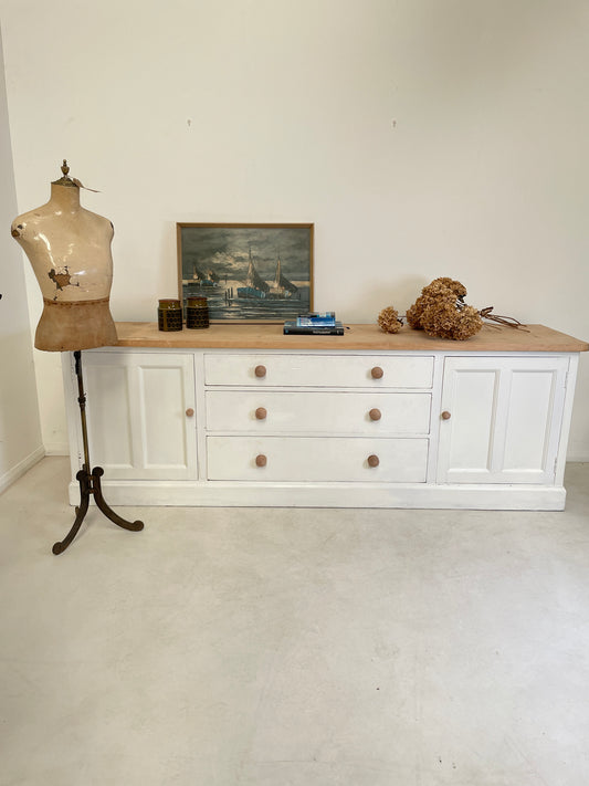 ENGLISH PAINTED PINE KITCHEN SIDEBOARD