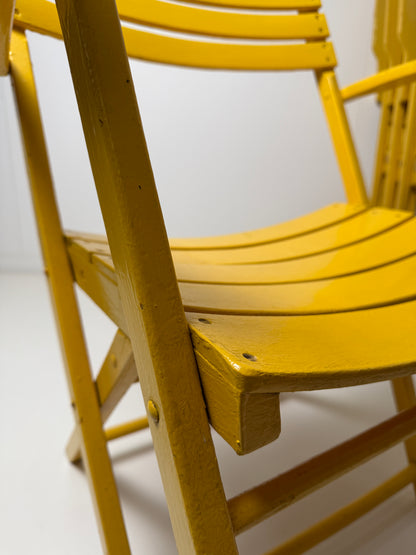 BAUHAUS FOLDING GARDEN CHAIRS IN YELLOW - SET OF 4