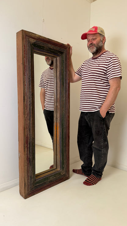 RAJASTHAN, INDIAN TEAK MIRROR - FULL LENGTH