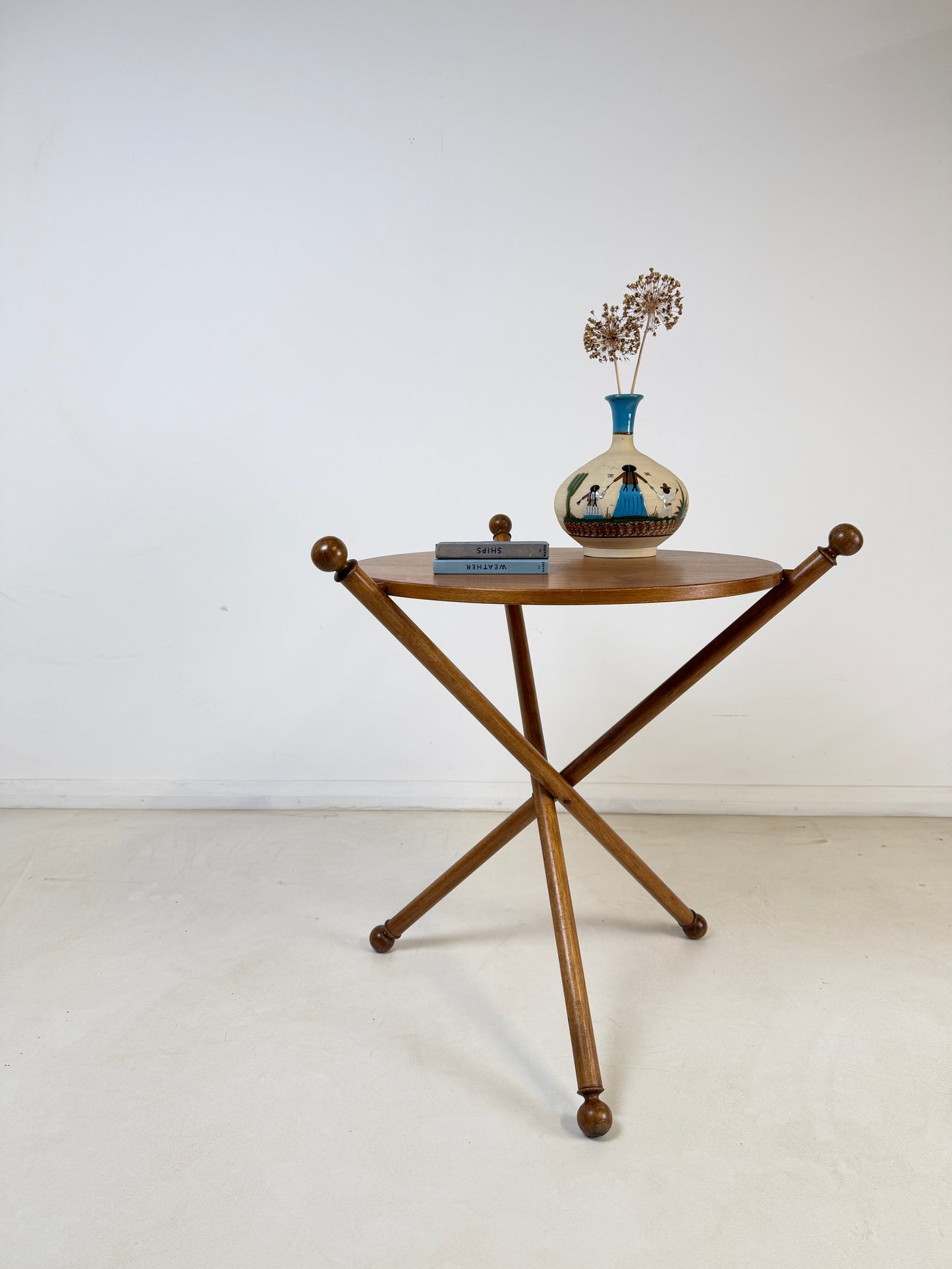 ITALIAN TRIPOD TEAK COFFEE SIDE TABLE