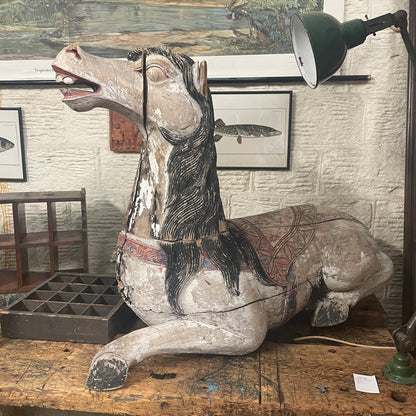 DECORATIVE INDIAN TEAK TEMPLE HORSES