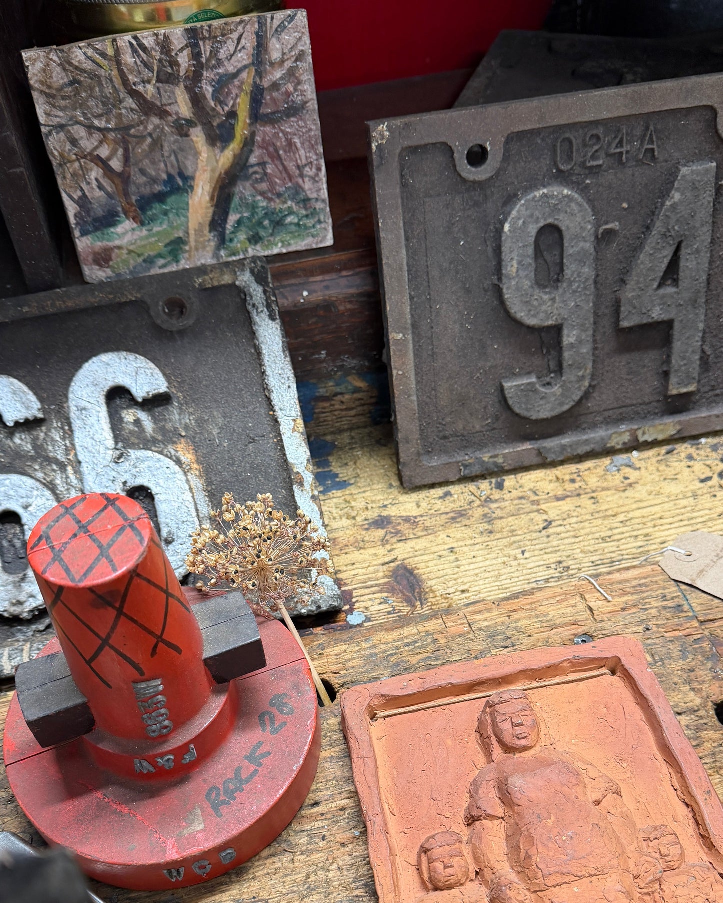 ORIGINAL CAST IRON MACHINE DOOR NUMBER PLAQUE No 49 66 94