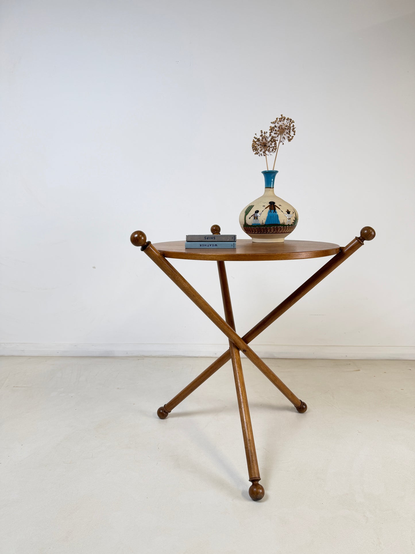 ITALIAN TRIPOD TEAK COFFEE SIDE TABLE