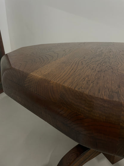 BRUTALIST 1970s BELGIUM OAK DINING TABLE & 4 CHAIRS