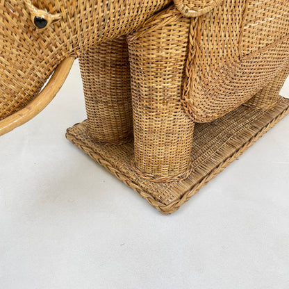 VINTAGE ELEPHANT WICKER SIDE TABLES X 2