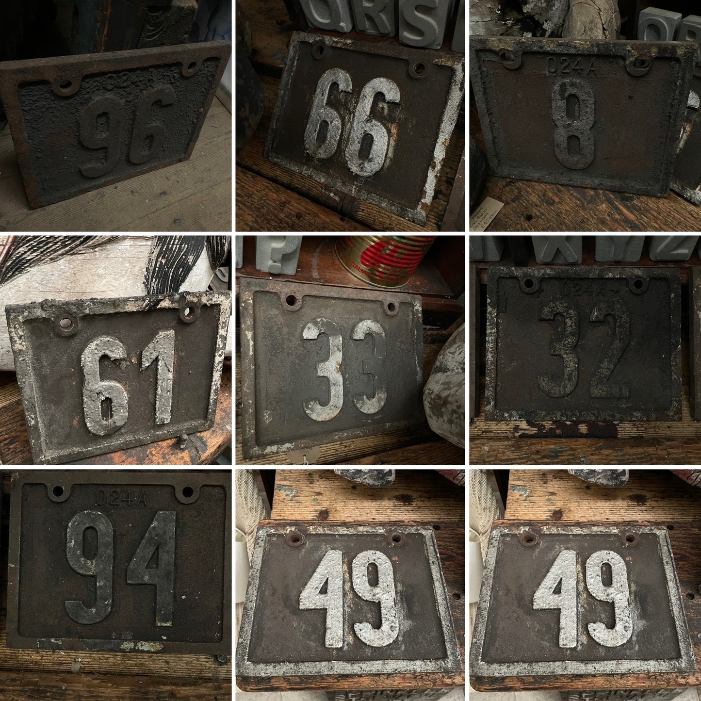 ORIGINAL CAST IRON MACHINE DOOR NUMBER PLAQUE No 49 66 94