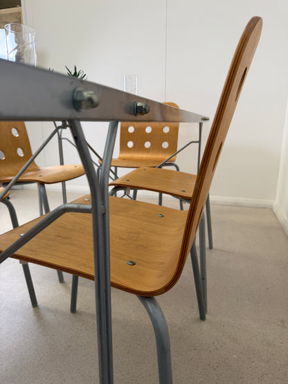 VINTAGE 1999 IKEA MOMENTS TABLE & 6 JULES CHAIRS