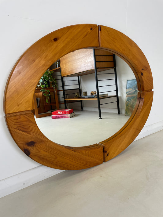 VINTAGE PINE OVAL WALL MIRROR - 90cm