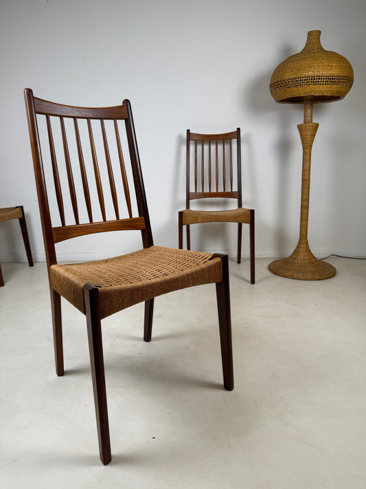 VINTAGE ARNE HOVMAND PAPERCORD CHAIRS X 4