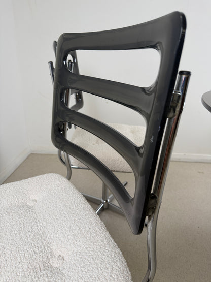 1970s RETRO GLASS TABLE & SWIVEL CHAIRS