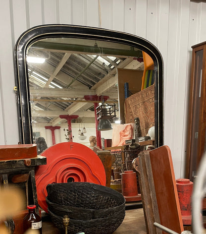 ANTIQUE BLACK EBONISED OVERMANTEL WALL MIRROR