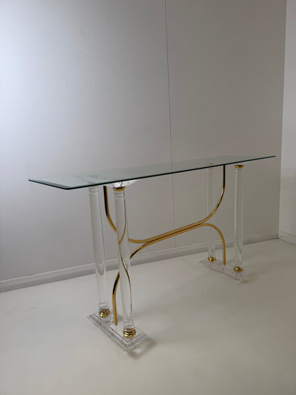 HOLLYWOOD REGENCY CONSOLE TABLE IN THE STYLE OF CHARLES HOLLINS