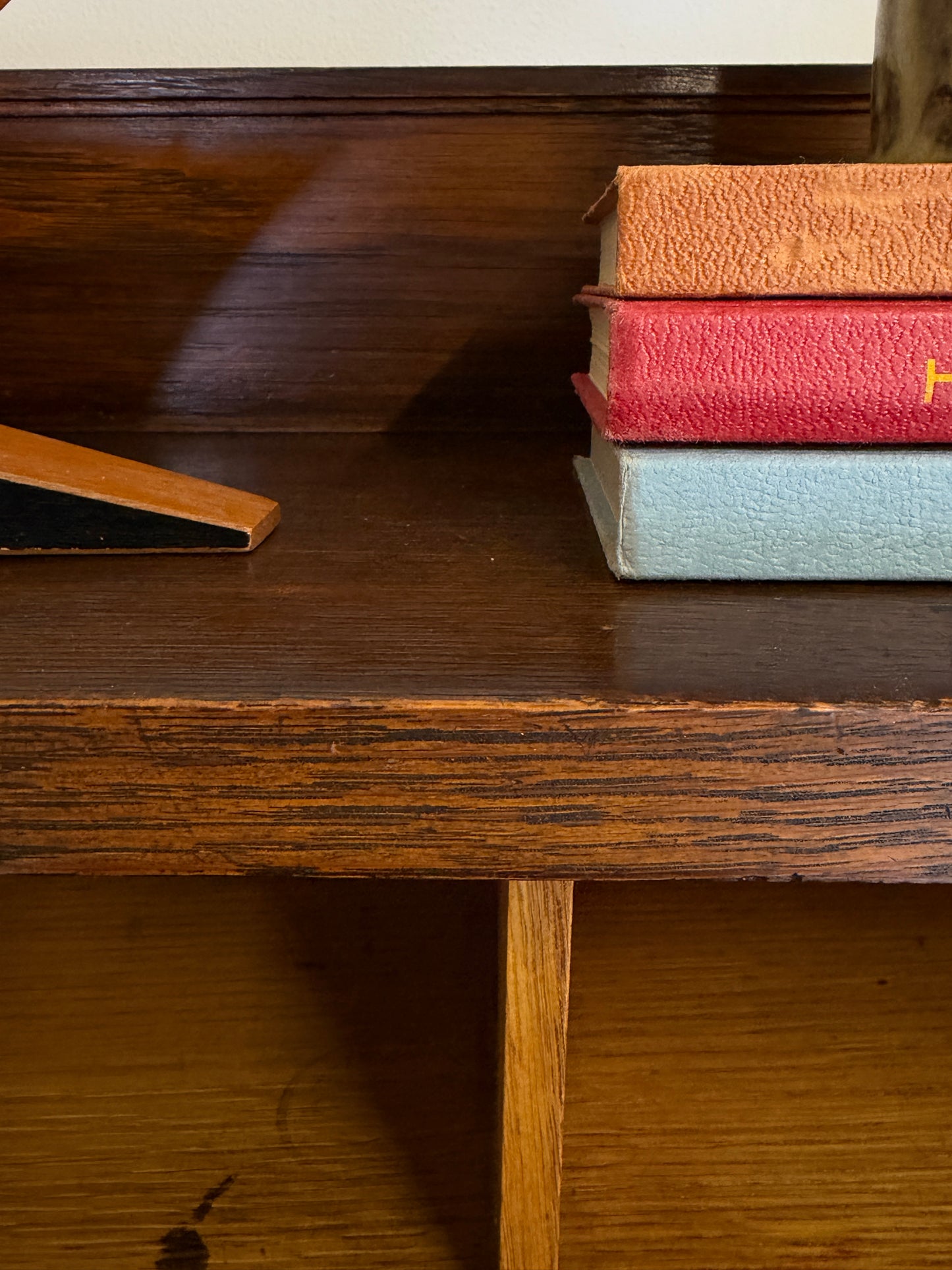 VINTAGE FALL FRONT OAK BOOKCASE BUREAU