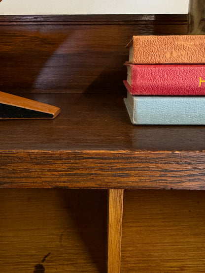 VINTAGE FALL FRONT OAK BOOKCASE BUREAU