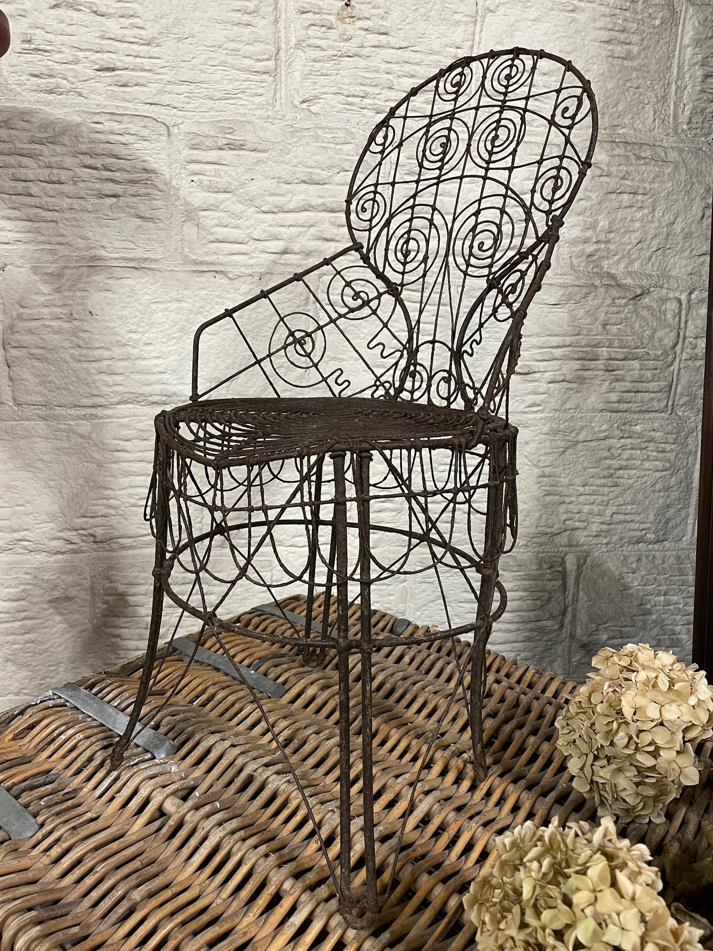 ANTIQUE FRENCH VICTORIAN CHILDS WIREWORK CHAIR