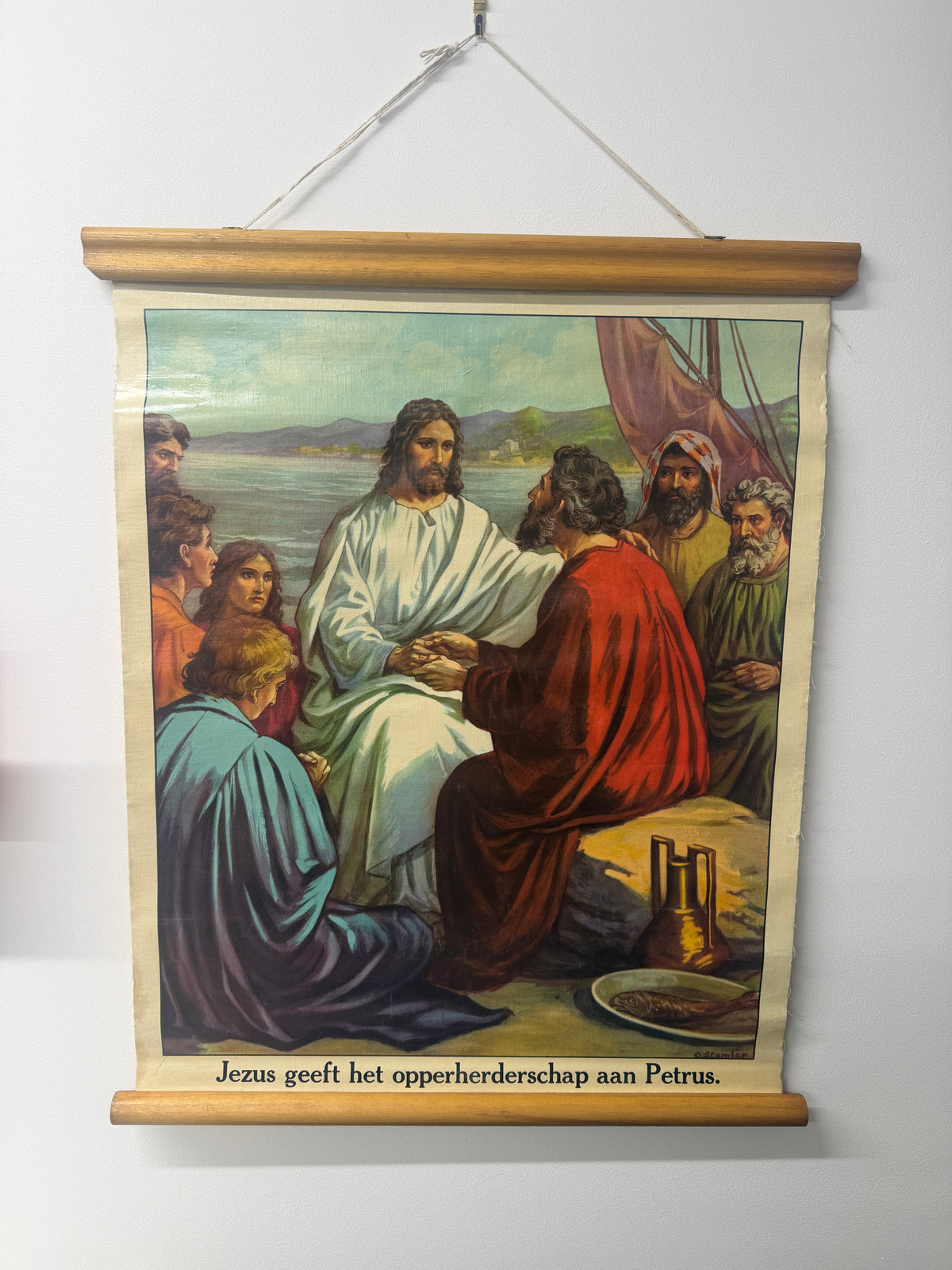 VINTAGE RELIGIOUS WALL HANGING WITH DUTCH TEXT