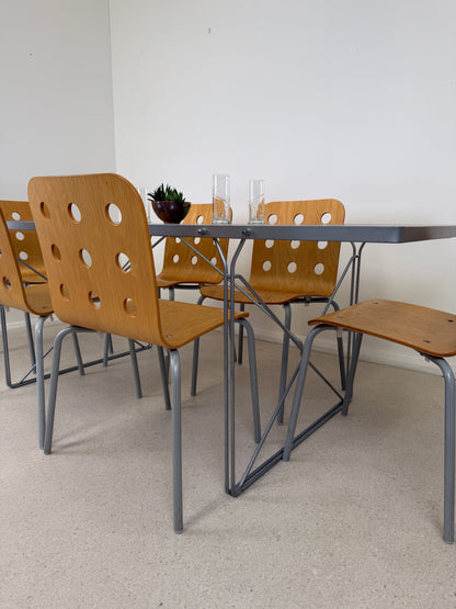 VINTAGE 1999 IKEA MOMENTS TABLE & 6 JULES CHAIRS