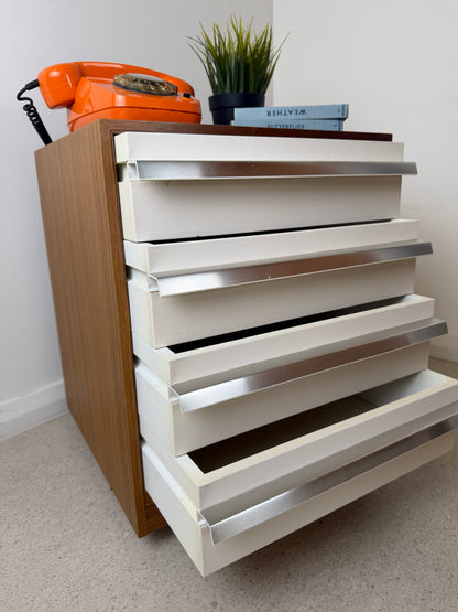 1970s VINTAGE BEDSIDE DESK DRAWERS ON CASTORS