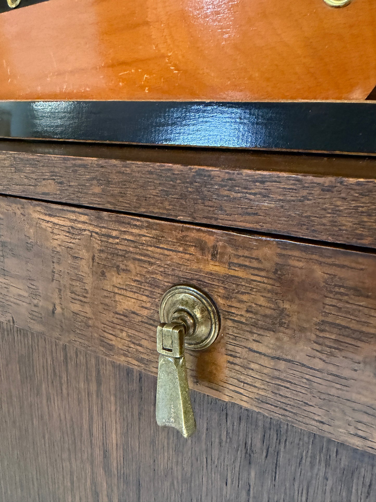 VINTAGE FALL FRONT OAK BOOKCASE BUREAU