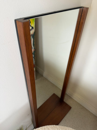 PAIR OF VINTAGE OBLONG TEAK WALL MIRRORS WITH SHELF