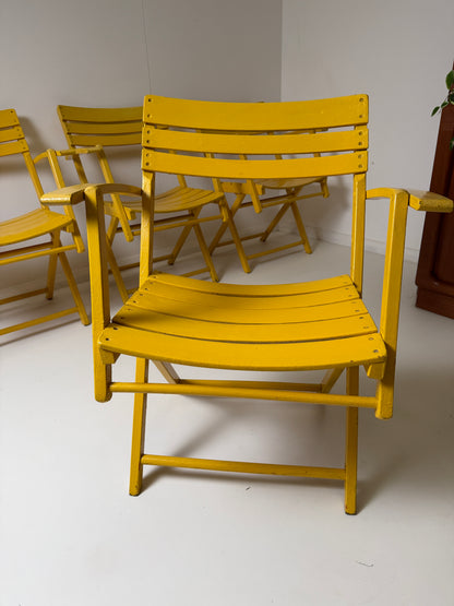 BAUHAUS FOLDING GARDEN CHAIRS IN YELLOW - SET OF 4