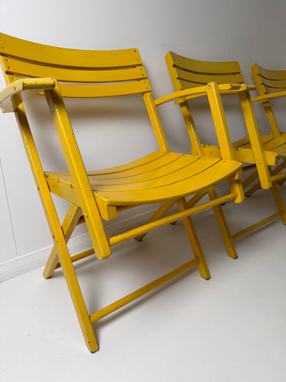 BAUHAUS FOLDING GARDEN CHAIRS IN YELLOW - SET OF 4