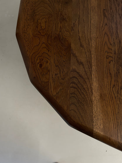 BRUTALIST 1970s BELGIUM OAK DINING TABLE & 4 CHAIRS