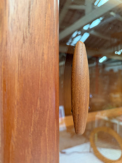DYRLUND TEAK ROOM DIVIDER WITH GLASS BOOKCASE