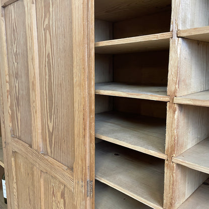 LARGE ANTIQUE PINE THREE DOOR KITCHEN/HALL CABINET