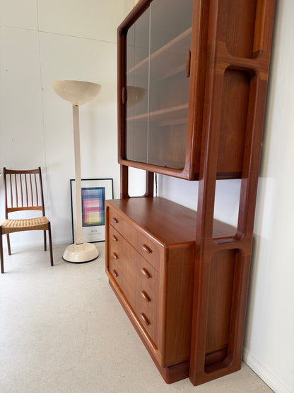 DYRLUND TEAK ROOM DIVIDER WITH GLASS BOOKCASE