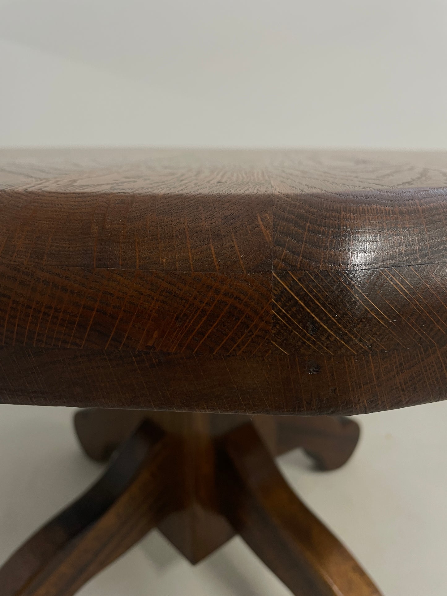 BRUTALIST 1970s BELGIUM OAK DINING TABLE & 4 CHAIRS