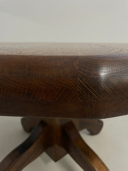 BRUTALIST 1970s BELGIUM OAK DINING TABLE & 4 CHAIRS