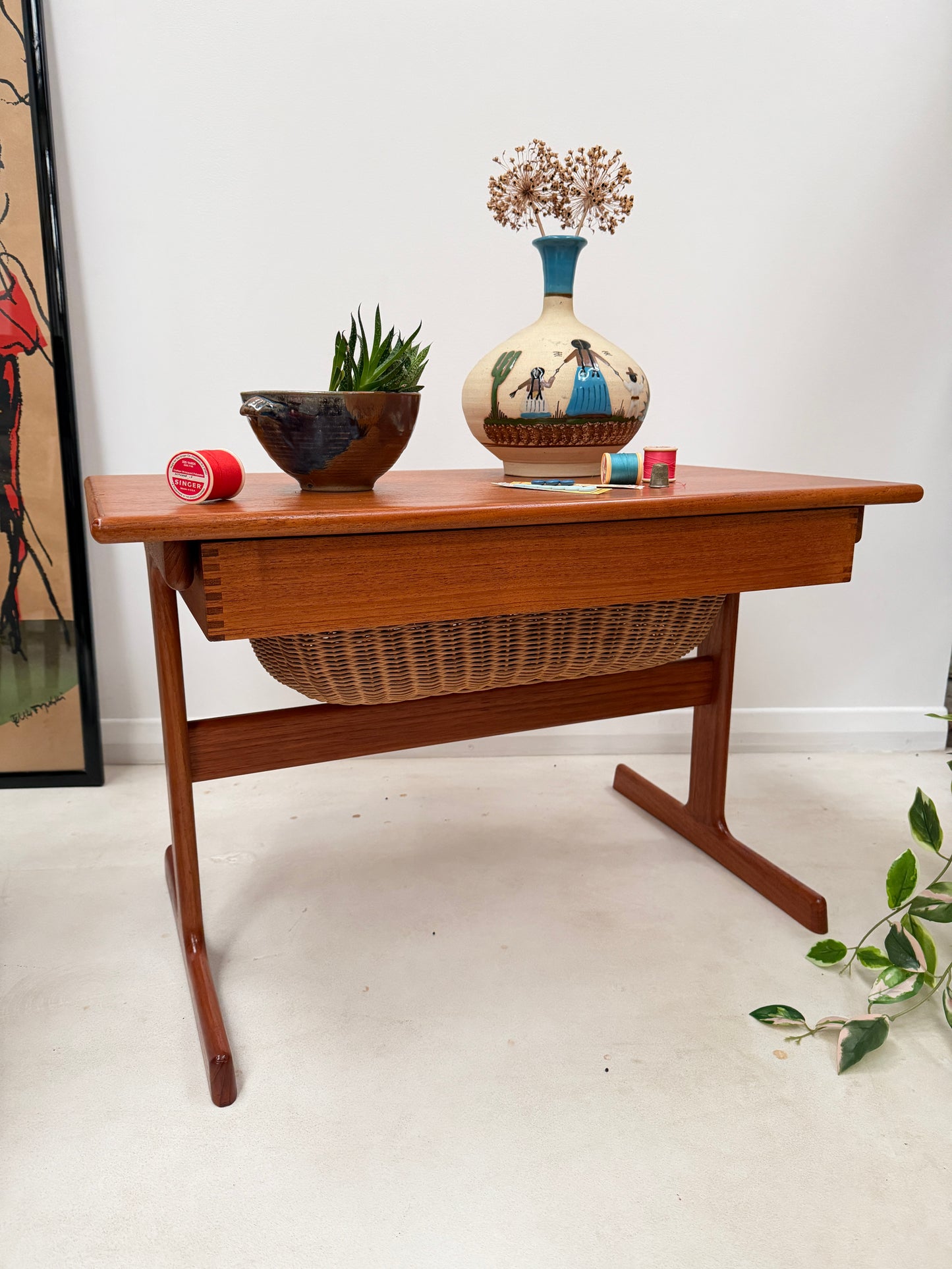 DANISH KAI KRISTIANSEN SEWING TABLE & BASKET