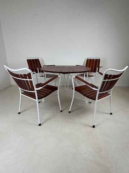 DANISH DANELINE TEAK GARDEN TABLE & 4 CHAIRS