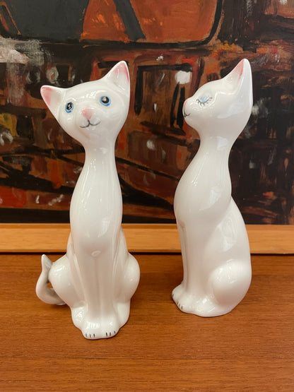 VINTAGE KITSCH CAT IN WHITE PORCELAIN x 2