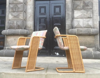 VINTAGE PAIR OF 1980 LUIT VAN DER HELM WICKER CHAIRS